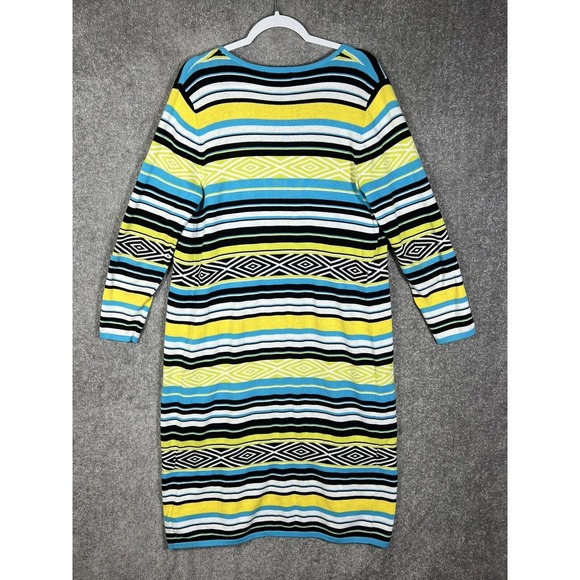Relativity Striped Diamond Long Sleeve‎ Open Front Duster Sweater Womens Medium - Picture 9 of 16